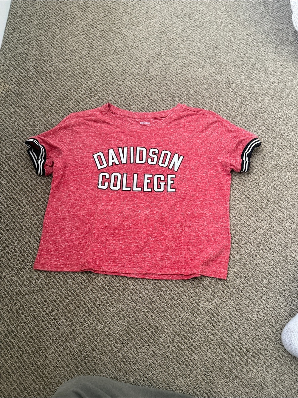 Pressbox Red Davidson College Short Sleeve Tee with Black-Trim Sleeves